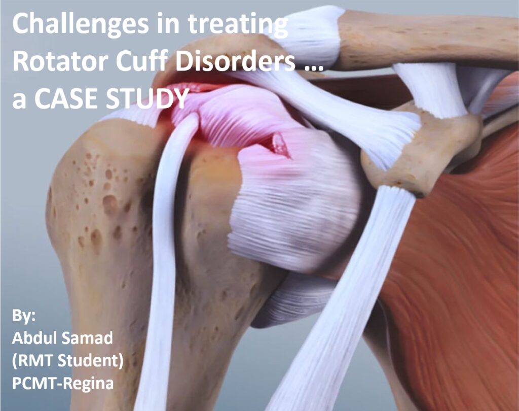 Patient experiencing shoulder pain from a rotator cuff disorder, highlighting the treatment area.