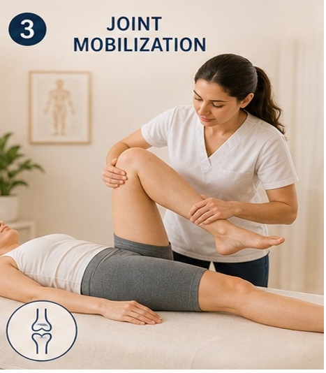 Therapist performing joint mobilization techniques