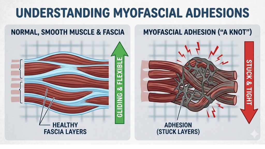 Image illustrate myofascial adhesions before and after cupping treatment remarkable improvement can be seen at prairieosteopath clinic Regina SK