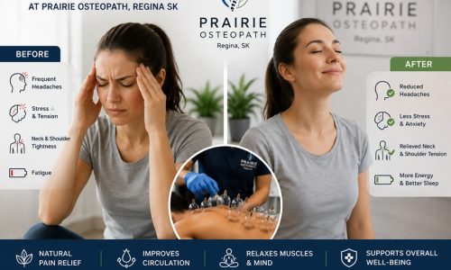 Professional dry cupping therapy treatment at Prairie Osteopath in Regina SK